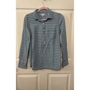 J. Crew Everyday Chambray Button Down Popover Striped Shirt, sz 2